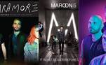 Paramore, Maroon 5 e ColdplayApesar de as mudanças não terem sido muito marcantes, as três bandas adaptaram levemente sua discografia com o passar dos anos. Enquanto o Marron 5 e o Coldplay iniciaram como rock alternativo e foram migrando cada vez mais para o pop ao longo do tempo, o Paramore foi de um rock emo com o Riot!, em 2007, para um indie folk com o After Laughter, em 2017