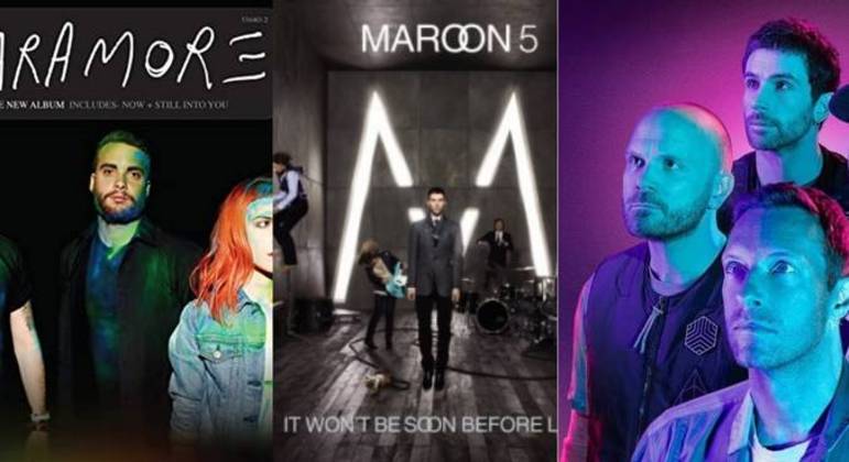 Paramore, Maroon 5 e ColdplayApesar de as mudanças não terem sido muito marcantes, as três bandas adaptaram levemente sua discografia com o passar dos anos. Enquanto o Marron 5 e o Coldplay iniciaram como rock alternativo e foram migrando cada vez mais para o pop ao longo do tempo, o Paramore foi de um rock emo com o Riot!, em 2007, para um indie folk com o After Laughter, em 2017