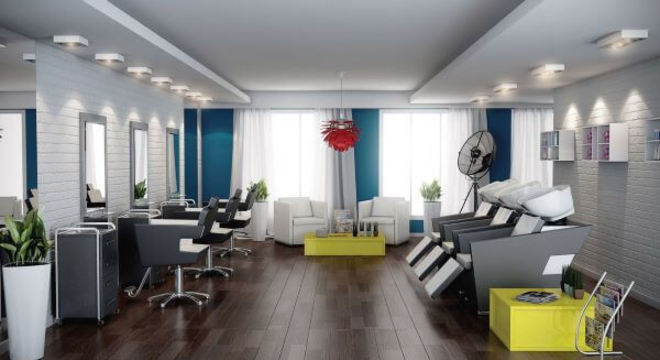 Parede azul para ambientes comerciais