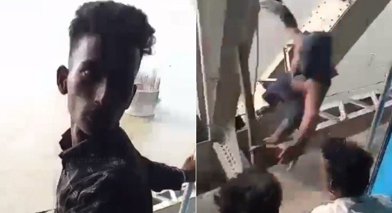 Passageiro de trem indiano teve o celular roubado por um ladrão metido a Homem-Aranha