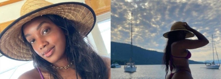 Iza também adora um solzinho e tem algumas fotos no Instagram em que ostenta em iates. Em um dos cliques, ela compartilhou uma série de fotos do dia. Na legenda, ela escreveu Virgo's Groove, música de Beyoncé