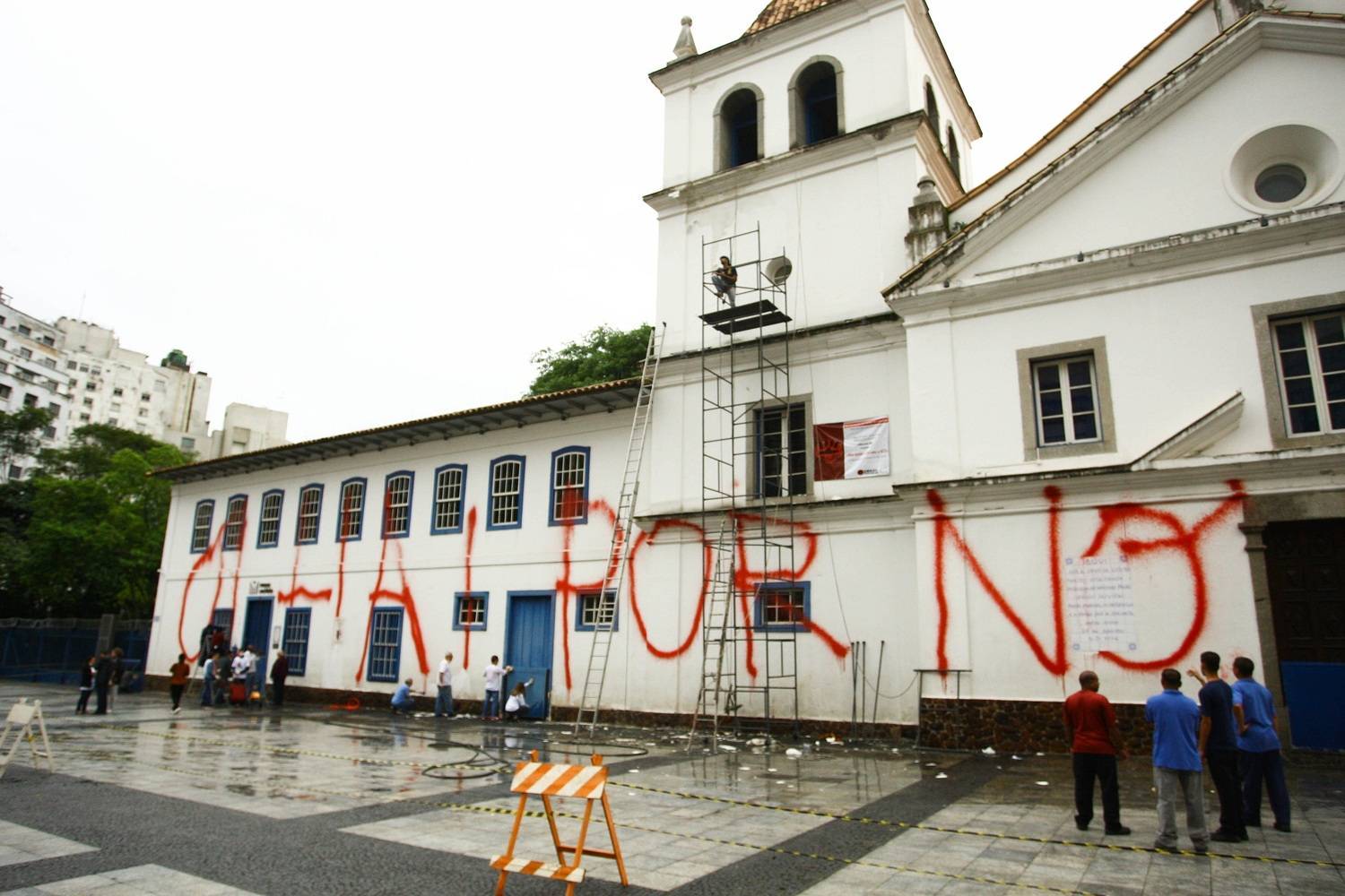 Fachada do Pateo do Collegio começa a passar por restauração Notícias