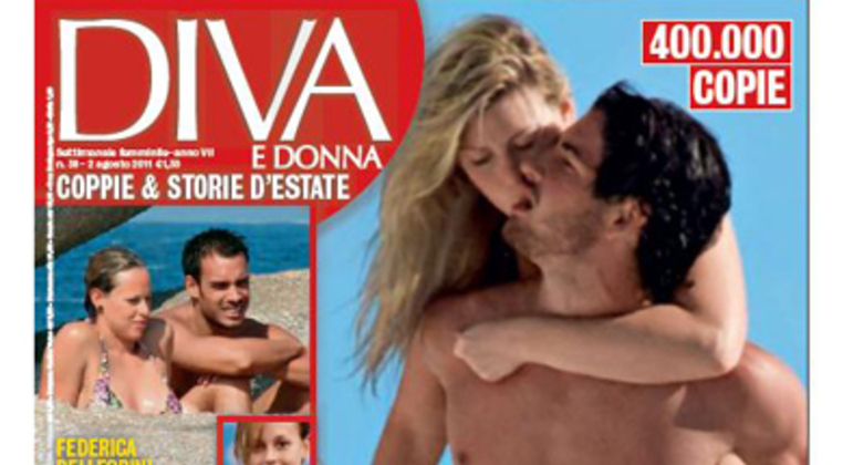 Pato nas revistas de fofocas na Itália. Com Barbara, filha do ex-primeiro ministro, Silvio Berlusconi