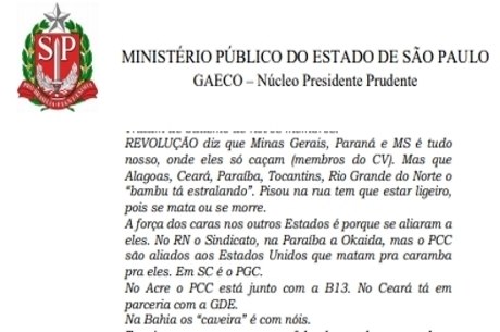 Descrição de ligação interceptada pelo MP-SP