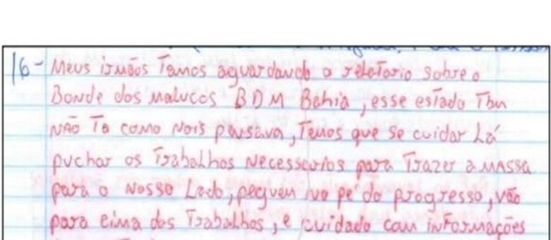 Carta em que integrantes do PCC expõe planos para atuação da facção na Bahia