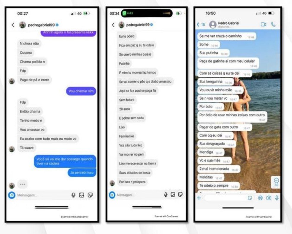 Os prints das ameaças de morte de Pedrinho à namorada. Dirigentes do São Paulo desconheciam