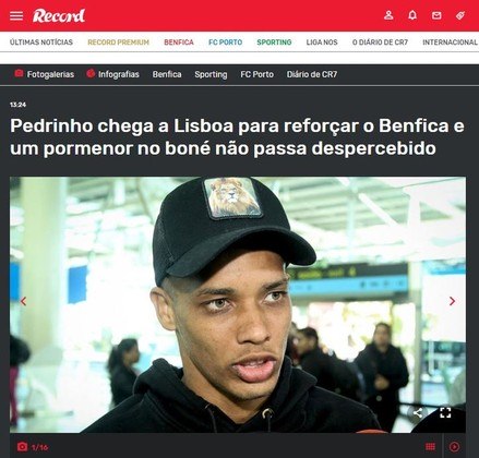 Pedrinho chegou à Portugal para acertar com o Benfica com um boné com a foto de um Leão, mascote do rival Sporting. Que gafe!