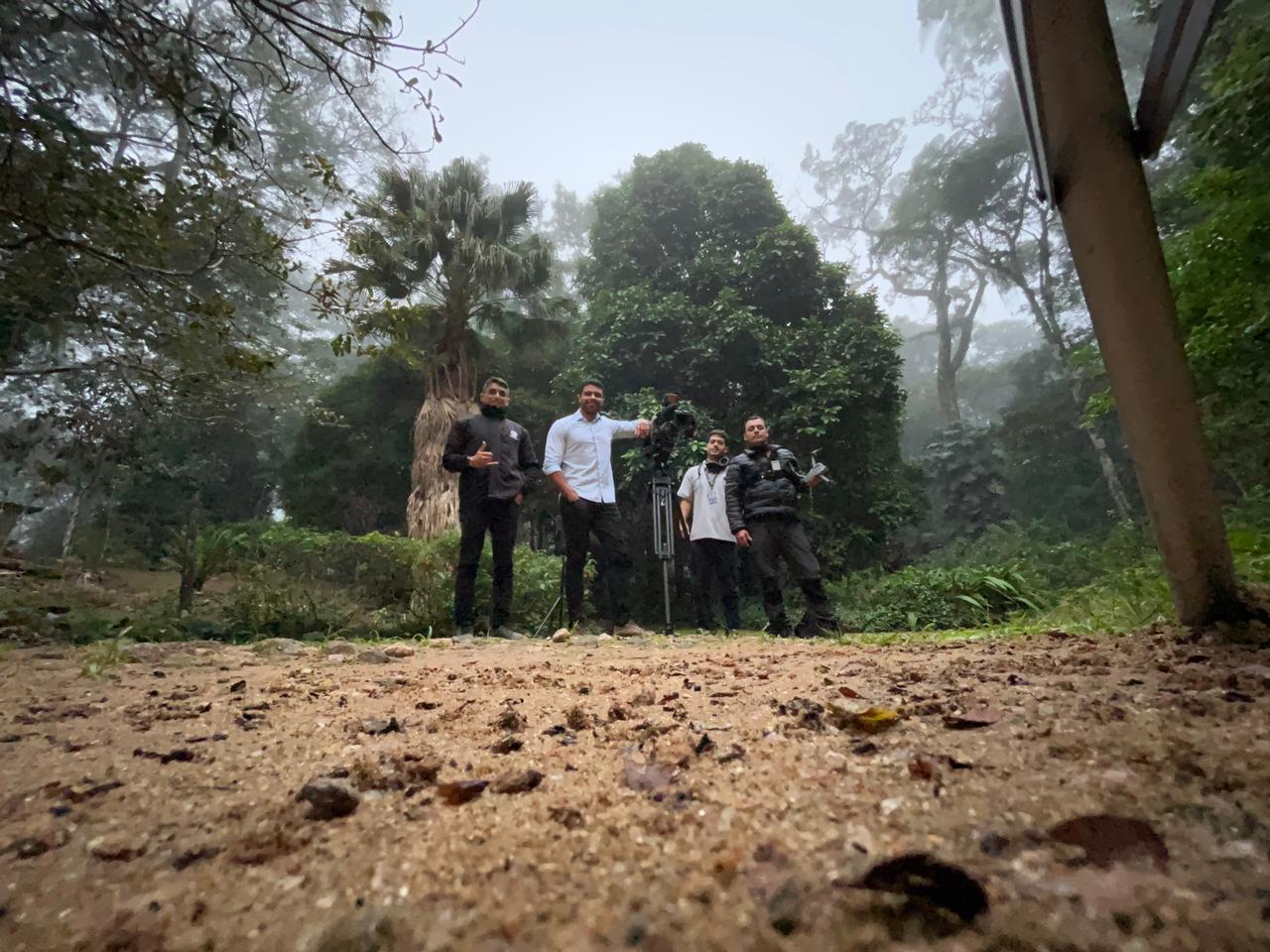 Na Floresta da Tijuca, no Rio de Janeiro: da esquerda para a direita, Thiago Bessa, Pedro Paulo Filho, Helízio Gonçalves e João Paulo Souto (Arquivo Pessoal)