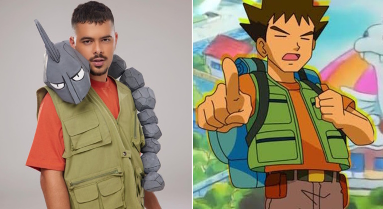 Para quem é fã do desenho Pokémon, Pedro apostou em um look inspirado em um dos melhores amigos do protagonista Ash, o treinador Brock. 