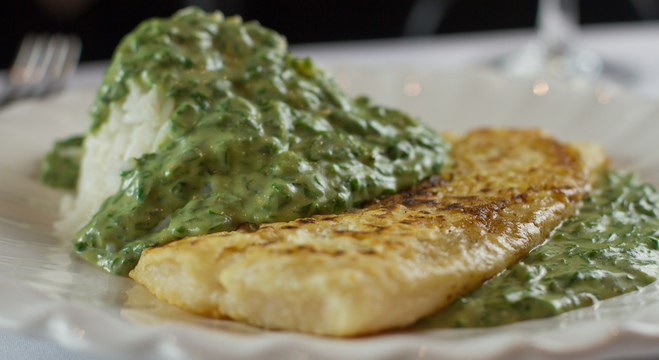 Peixe João Carlos Martins-linguado grelhado com creme de espinafre do Quattrino