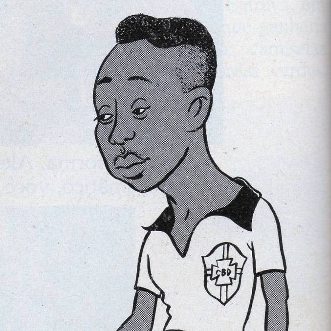 Pelé, em 1957, caricatura pioneira de Dino