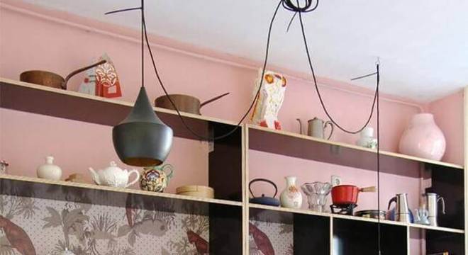 pendente moderno para cozinha rosa e preta