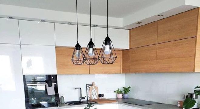 Pendentes para cozinha preto e em formato de diamante 