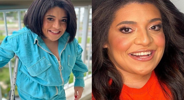 Pequena Lô antes e depois de colocar mega-hair
