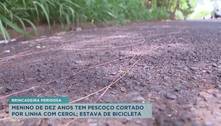 Criança de 10 anos sobrevive após ter pescoço cortado por linha com cerol enquanto andava de bicicleta, em Franca
