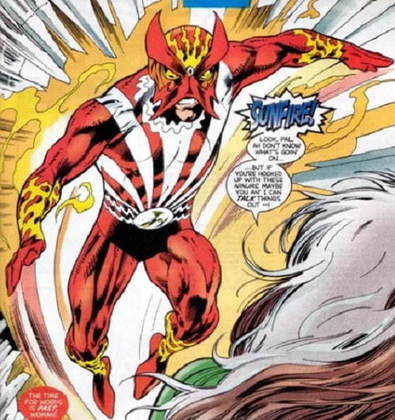 Personagem 4: Solaris- - Ele é um mutante ex-integrante do X-Men que tem como habilidade voar e gerar plasma superaquecido. Seu nome na versão em inglês é Sunfire. 