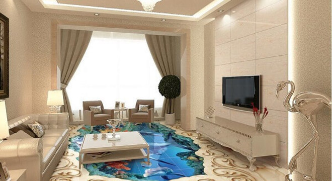 Personalize sua sala de estar utilizando piso 3D