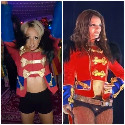 Pi DuVal e Britney Spears na performance da turnê 'The Circus Starring' 