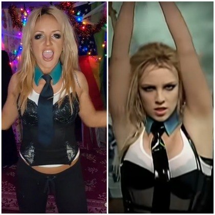 Pi DuVal e Britney Spears na performance de 'Me Against The Music'
