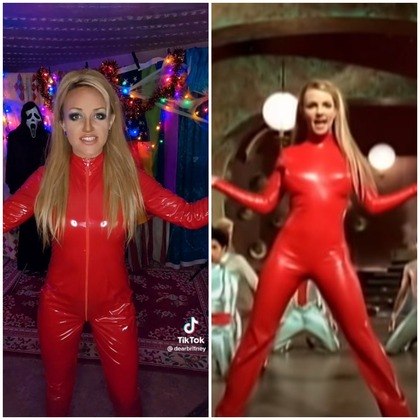 Pi DuVal e Britney Spears na performance de 'Oops!...I Did It Again'