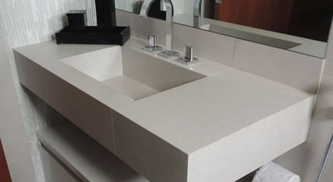 Pia de porcelanato para banheiro branca