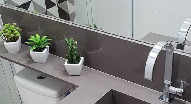 Pia de porcelanato para banheiro cinza