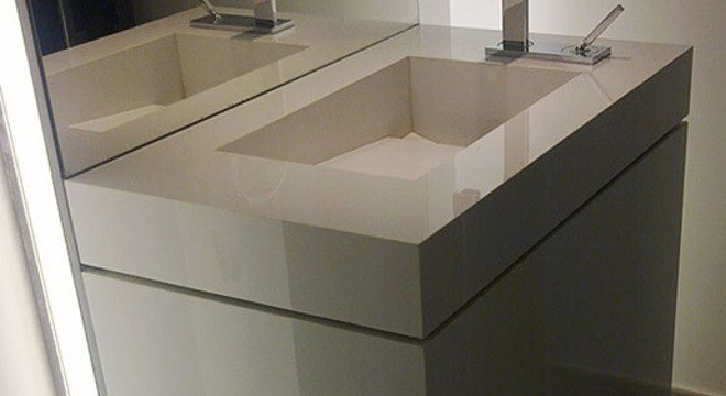 Pia de porcelanato para banheiro retangular