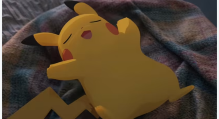 Pikachu tira uma sonequinha no game Pokémon Sleep