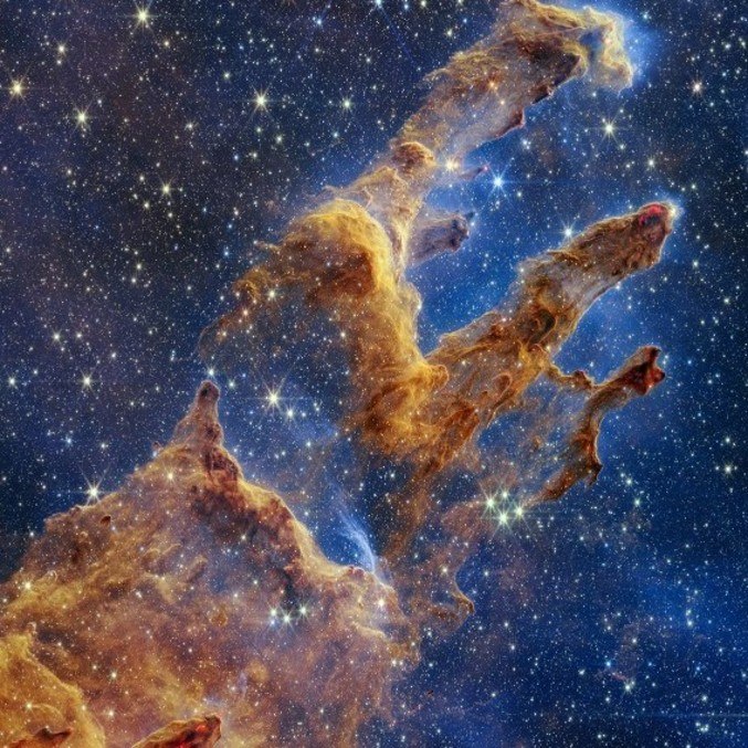 Os Pilares da Criação, conforme registro do telescópio James Webb