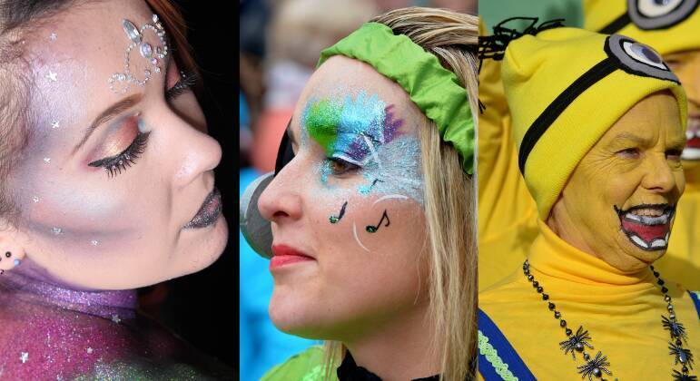 Pinturas faciais e maquiagens com glitter exigem cuidados especiais 