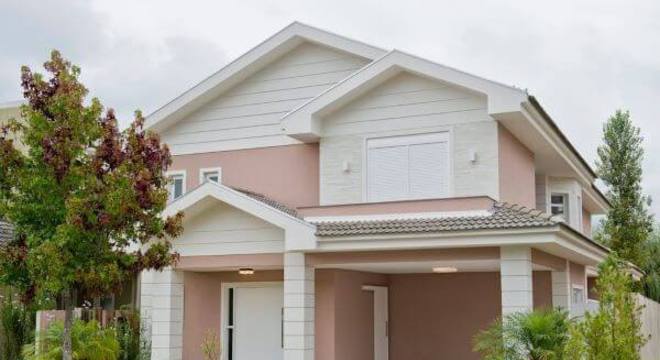 Pinturas de casas de campo com fachada cor de rosa