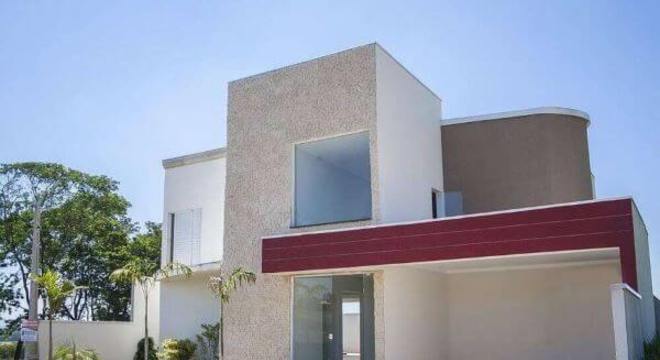 Pinturas de casas em branco e vermelho