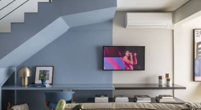 Pinturas de casas internas com azul e branco