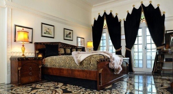 Piso 3D com estampas aplicada no quarto de casal