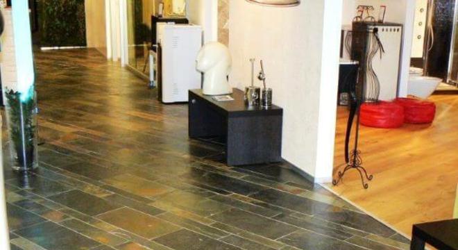 piso de ardósia verde