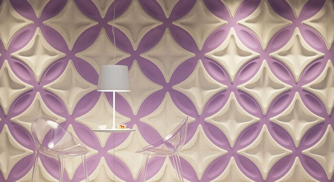 Placa de gesso 3D com cores mescadas trazem alegria para o ambiente