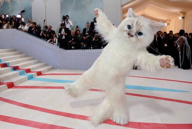 Jared Leto, vestido de gato, posa durante o Met Gala, baile promovido pelo Museu Metropolitano de Arte, em Nova YorkVALE SEU CLIQUE: Corvo pinta quadros disputados em lojas e já foi comparado a artista abstrato famoso