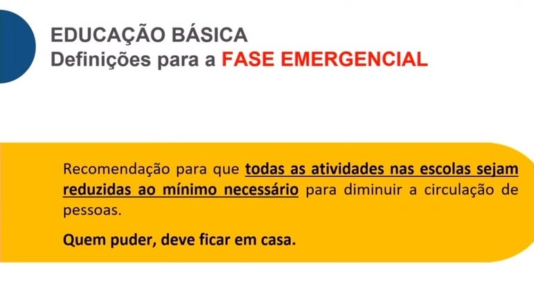 Veja como fica a situação das escolas na fase emergencial