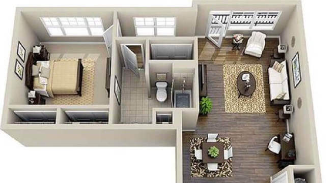 planta de casa pequena em l 