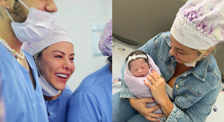 Poliana Rocha chora com o nascimento da netinha Maria Flor