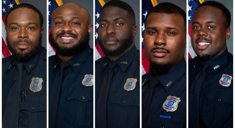 Os cinco policiais de Memphis acusados de praticarem uma abordagem violenta de um homem negro

