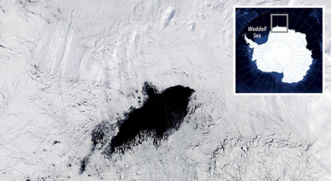 Ventos fazem com que as águas nas profundezas do Mar de Weddell, que são mais quentes e salgadas, subam para o nível de águas superficiais, mais frias e menos salgadas