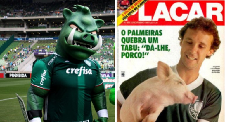 2. Palmeiras — PorcoQuem olha a torcida do Palmeiras abraçar a mascote Porco Gobbato, não imagina que o termo começou como algo ofensivo. Em 1969, após o Corinthians perder dois jogadores (Lidu e Eduardo) em um acidente de carro, o Timão pediu uma autorização para inscrever, fora do prazo, dois novos atletas. Para conseguir, todos os 13 clubes precisavam dar o aval. A votação acabou antes que todos pudessem opinar, quando o diretor do Palmeiras votou não. Nos bastidores, o presidente alvinegro Wadih Helu afirmou que o Verdão teve 