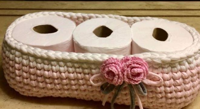 porta papel higiênico de crochê