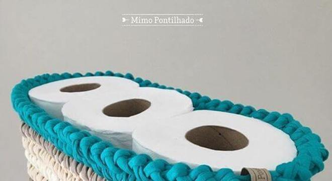 Porta papel higiênico de crochê