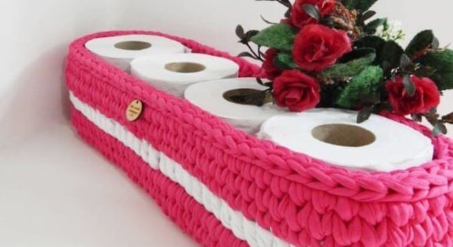 porta papel higiênico de crochê