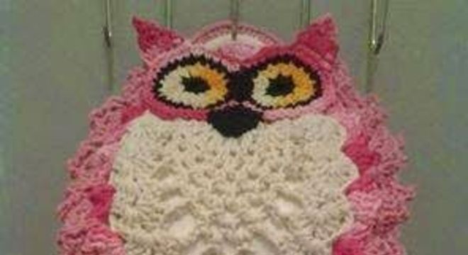 porta papel higiênico de crochê coruja