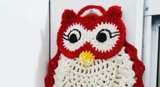 Porta papel higiênico de crochê corujinha
