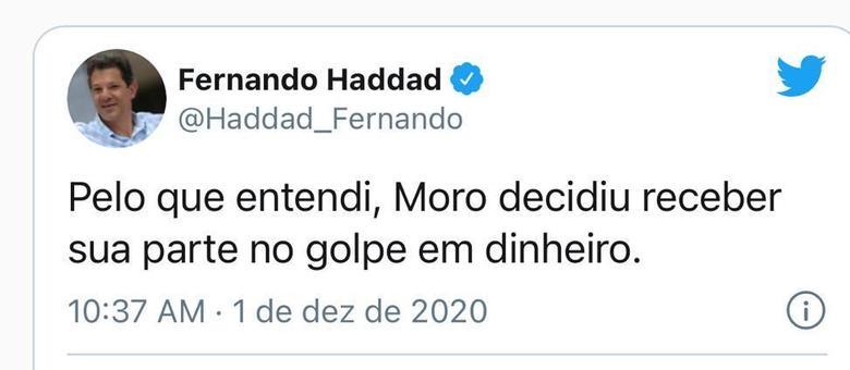 Haddad tem se dedicado a fazer comentário debochados e irônicos no Twitter