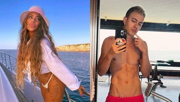 Rafaella Santos dança com Leo Picon em passeio de barco em Ibiza